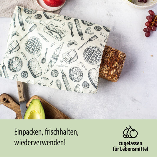 Premium XL Brotbeutel mit Bio-Bienenwachs
