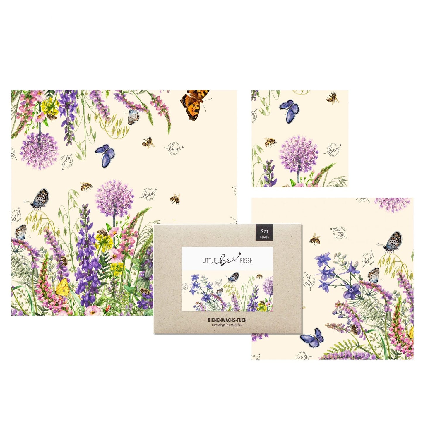 Starter-Set Blumenwiese bunt Bienenwachstücher
