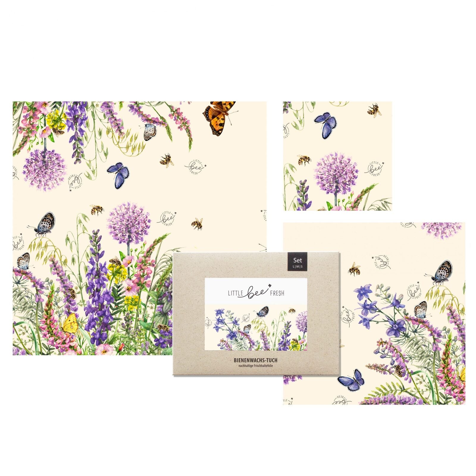 Starter-Set Blumenwiese bunt Bienenwachstücher