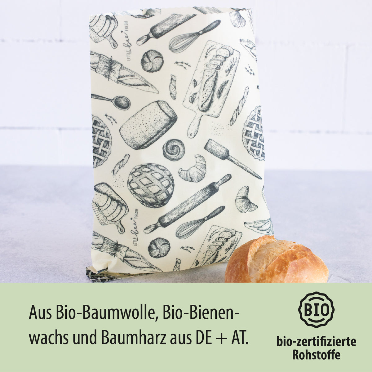 großer Beutel mit Bio-Bienenwachs - Brot