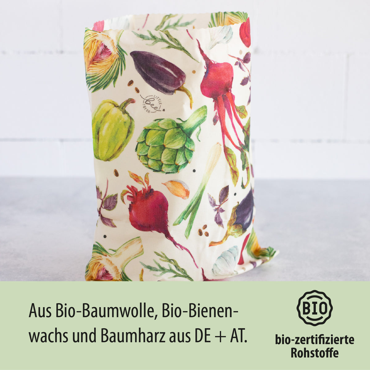 großer Beutel mit Bio-Bienenwachs - Gemüse