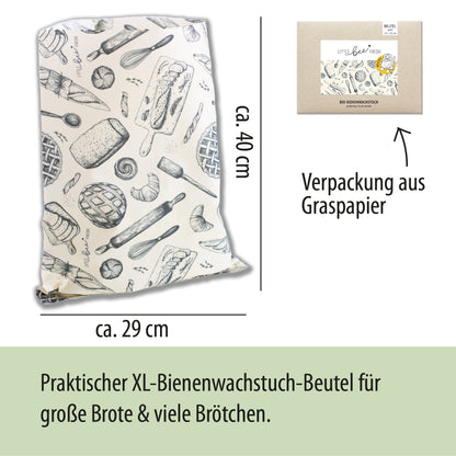 Premium XL Brotbeutel mit Bio-Bienenwachs